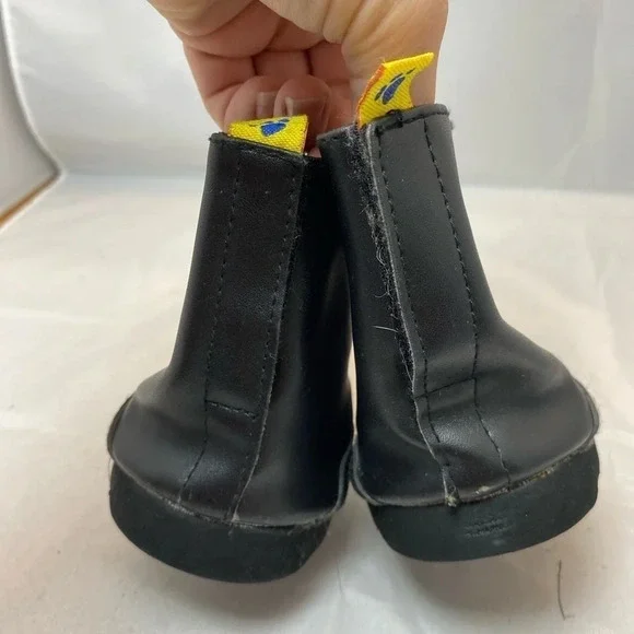 Build A Bear Black Faux Leather Platform Boots Biker Goth Riding BAB gem heart - Picture 3 of 6